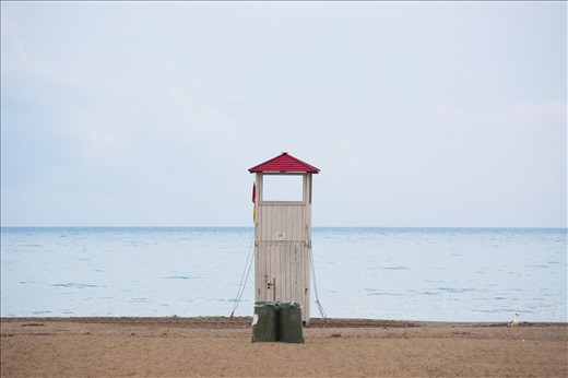 Bay watch tower on winter out of work
