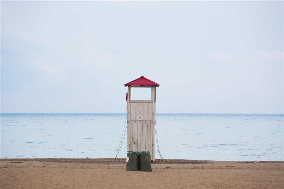 Bay watch tower on winter out of work