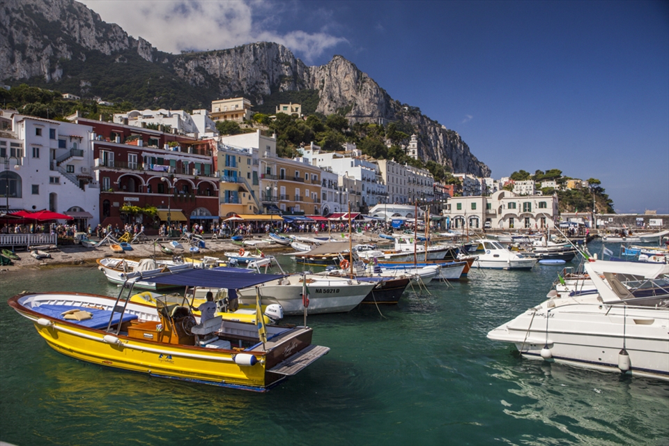 A view of Capri's harbor from the Sorrento-Capri hydrofoil.