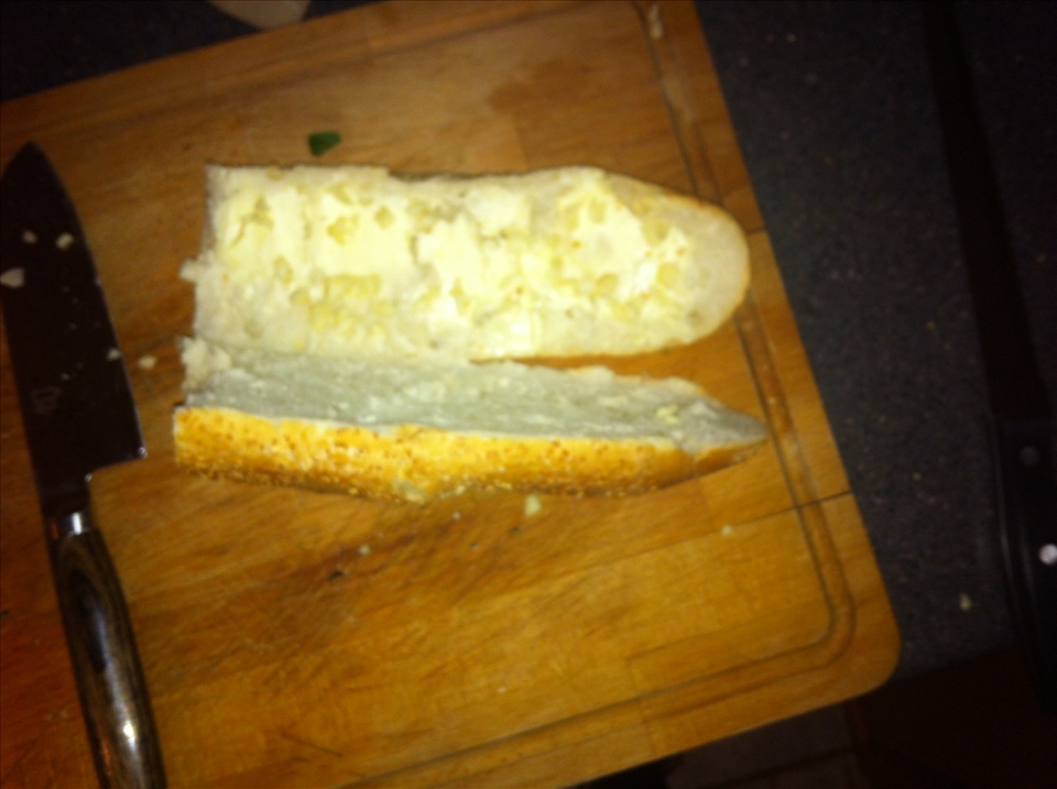 Preparing Garlic Bread