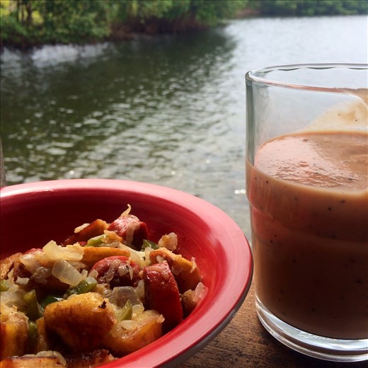 This breakfast was seasoned with the adventure of travel.