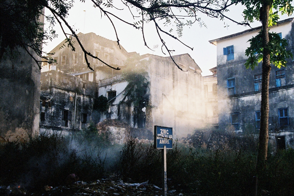smokey downtown courtyard