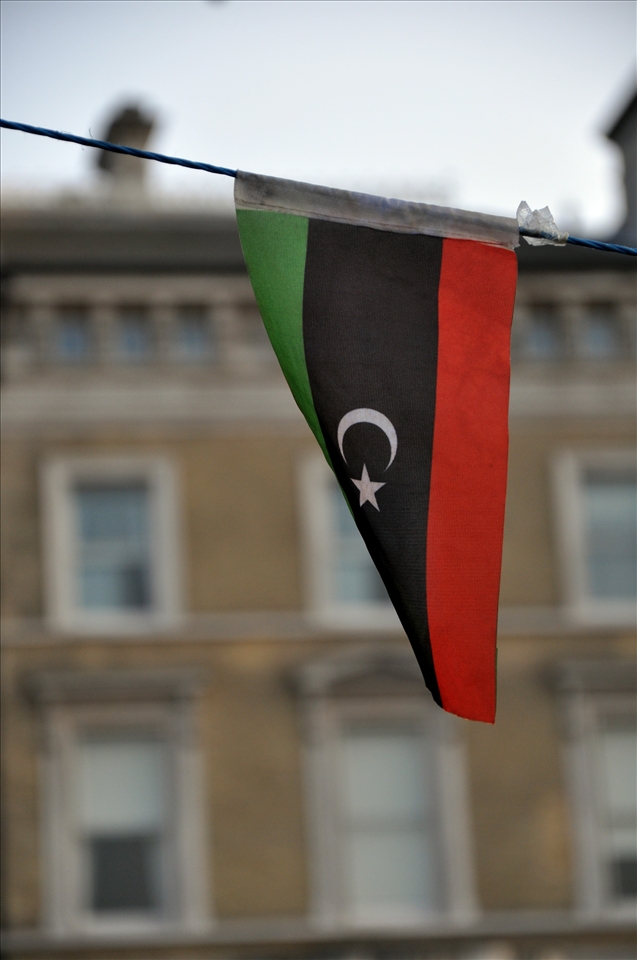 The Libyan Flag calmly swaying in the wind. 