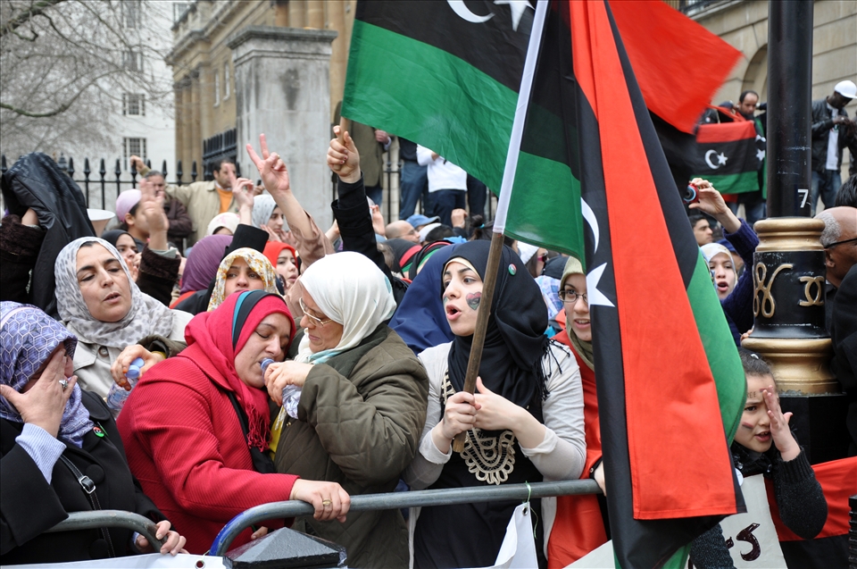 Even in protesting the men and women were divided. 