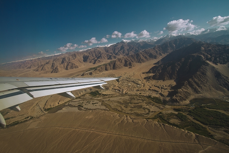 Leh Airport is the highest airport in India and one of the highest commercial airport in the world, situated at 3,256m above sea level. Even though the flight from Leh to Srinagar takes only 15 minutes, the views are absolutely magnanimous, giving the travelers a bird's eye view of the Himalayan ranges. To witness such a scene, tends to send a deep admiration for aviation technology and the fact that, we are, after all, so tiny in the bigger scheme of the universe, really sinks in. 