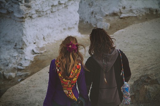 A couple traveling through the streets of Leh, Ladakh at Kashmir reminds me that at the end this inevitable journey can only be shared, and only during those darkest nights will your soul yearn for the light of another.