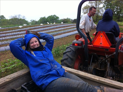 Taking it easy while Jen learns to ride the tractor
