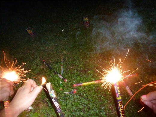 Prehaps not the safest thing to be doing while fireworks are being lit