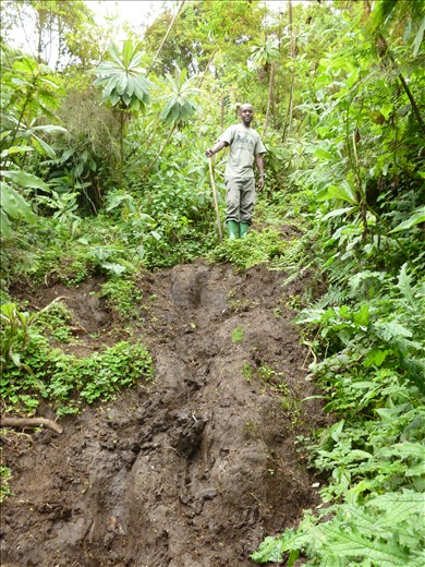 climbing the muddy slope