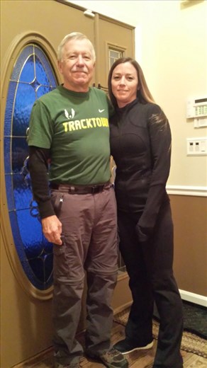 Uncle John and Mindy heading out into 1 degree to get to JFK for the flight to South Africa 