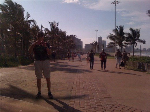 The beachfront promenade in Durban.  People, including us, at play.  