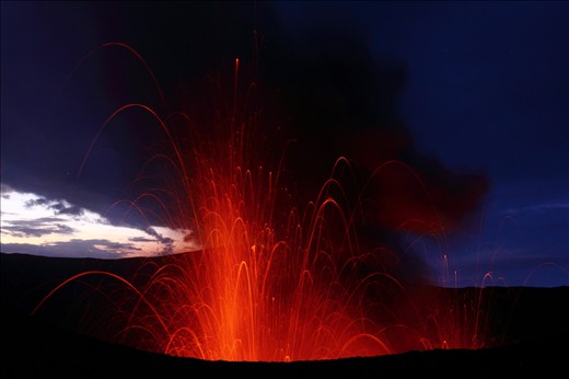 Mt Yasur hit activity level 2 - too active to approach the rim.