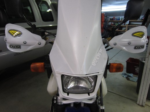 Windscreen made out of a plastic trashcan from Kmart