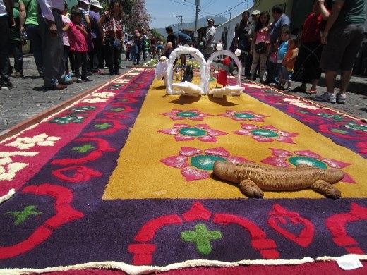 Beautiful example  the carpets that mark the procession route.