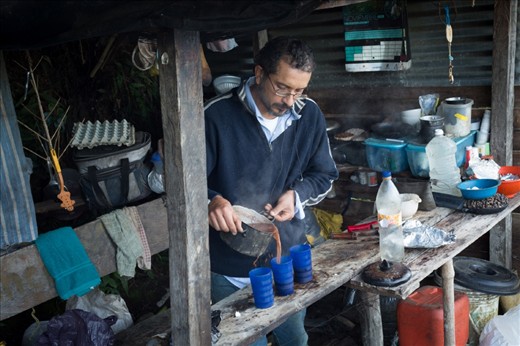 In typical Colombian fashion we woke up every morning to a cup of hot chocolate.  The structure shown in the photo was also the only infrastructure on the farm.