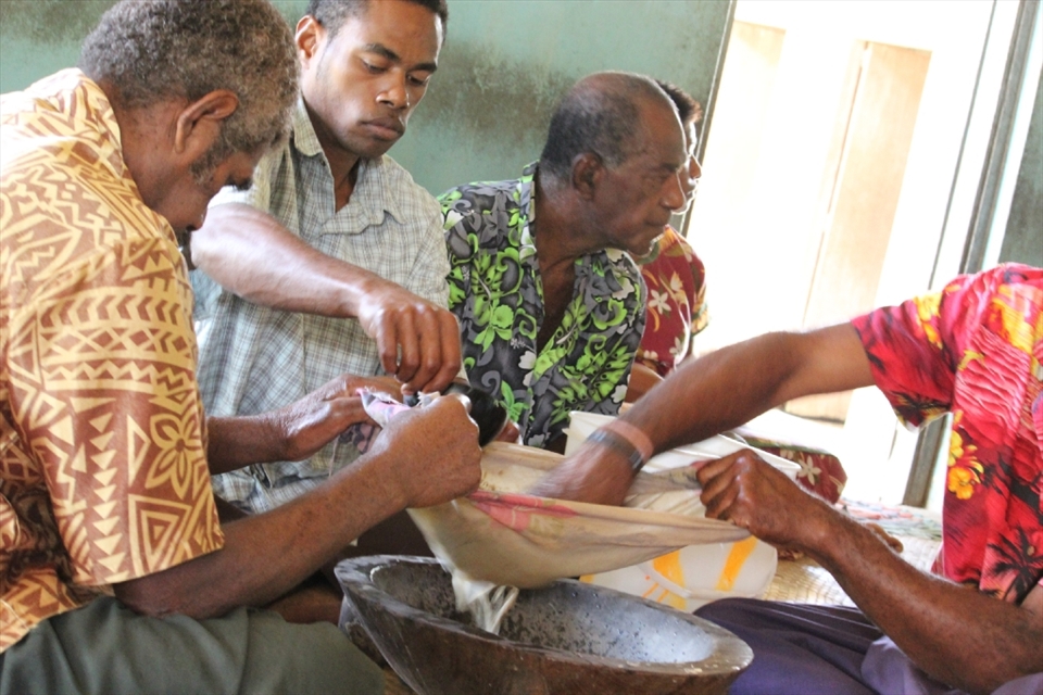 The Kava ceremony is central in Fijian custom and allows the people to come together as one when they share in the centuries old custom. The offering is central to any social & formal function as it officially opens and close dialogue. Served in a coconut bowl, I sip away, unique taste I must say !