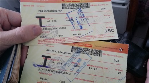 Boarding passes with security stamps. 