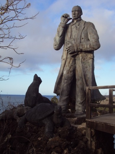 A statue of Charles Darwin at Cerro Tijeretas, San Cristobal.