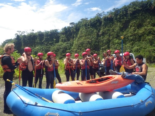 Safety briefing before rafting. 