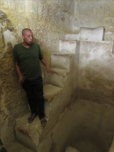 Our guide, Navid, explaining the tomb inside one of the pyramids.  