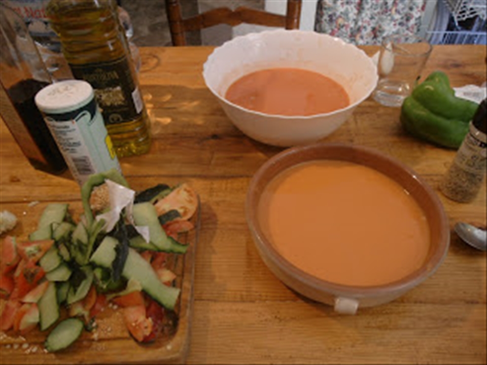 Gazpacho in White Bowl