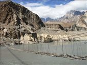 Passu Suspension Bridge (701 feet) one of the most attractive tourist spot in lower Gojal, this was one of the three hanging bridges that survived in Attabad lake, the other two Hussaini and Gulmit submerged and became under the sedimentation of Hunza river, these were the only source of communities to other seasonal villages across the Hunza river. now there is no option to go to those villages except traveling very far for many hours traveling.: by spatial-world, Views[1774]