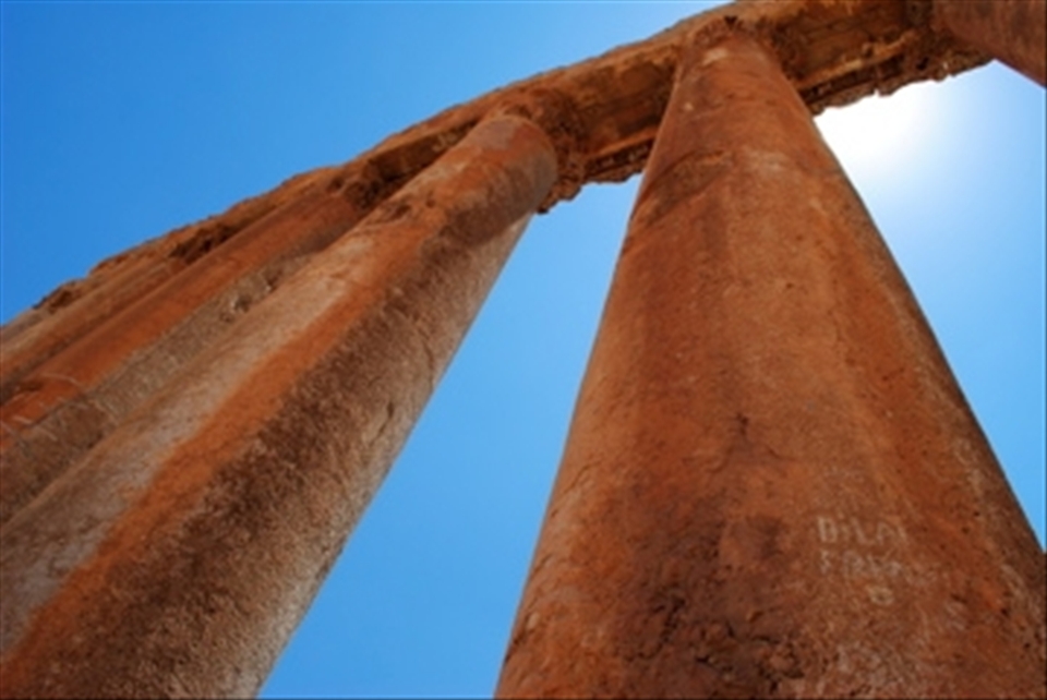 Baalbek - Lebanon.
A Greek looking temple, designed by the Romans in the Middle East.