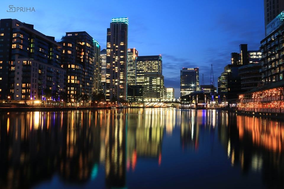 Night photography at its best - the beautiful docklands in London