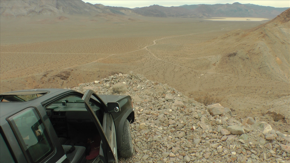 Death Vally CA. overlooking the Racetrack. On our way out of the mountains our side-arm broke then we lost our brakes and emergency brake then Toby looks at me and goes 