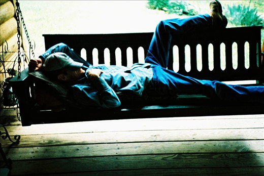 Karmen's granny napping on the chair.