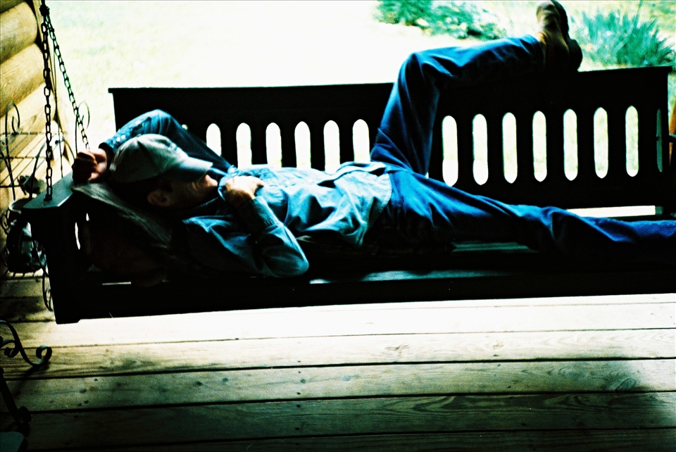 Karmen's granny napping on the chair.