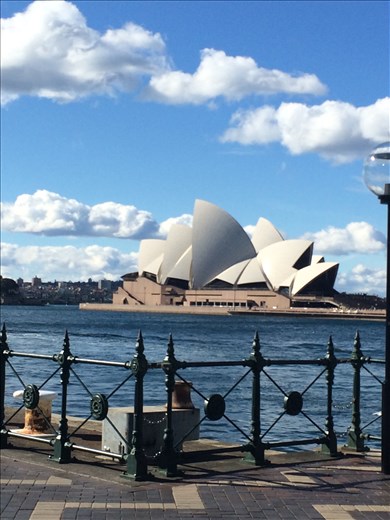 First view of the Sydney Opera House on the walking tour