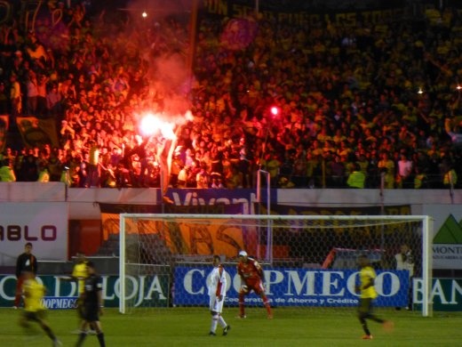 Barca fans start to celebrate.
