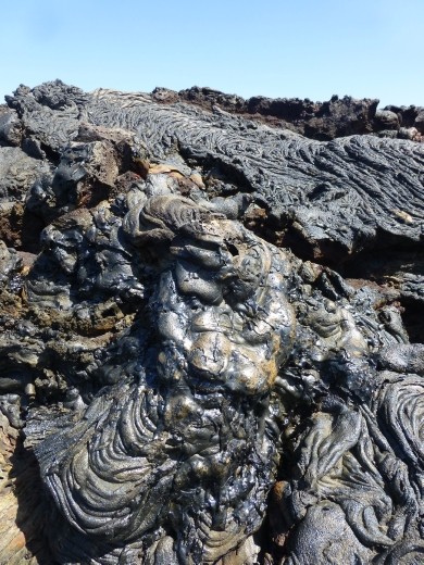 The lava flow on Santiago created a weird landscape.
