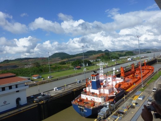 The ship passes through.