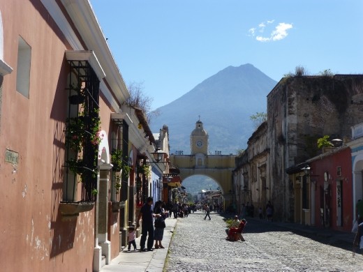 Volcanoes dominate the city.