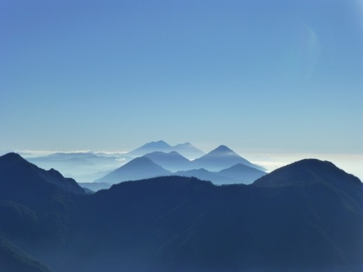 We coulld see lots of volcanoes in the distance.