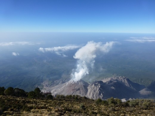 Looking down on the smoking Santiaguito.