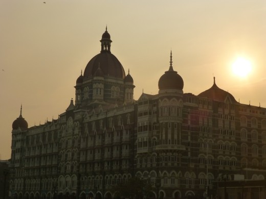 Sunset over The Taj Palace Hotel.