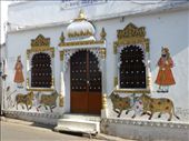 Some of the buildings are nicely decorated in Udaipur.: by steve_and_emma, Views[295]