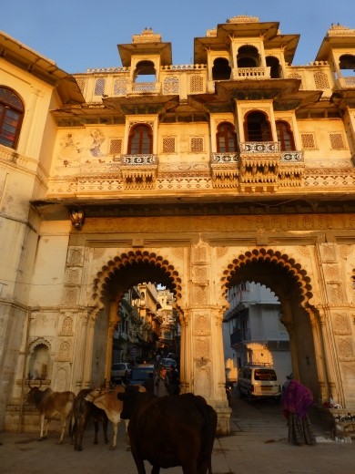 Hamuman Ghat at sunset.