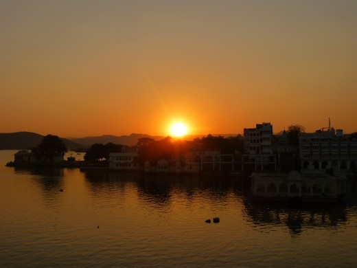 Sunset over the lake.