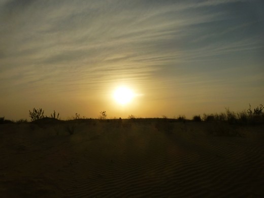 Sunset over the dunes.