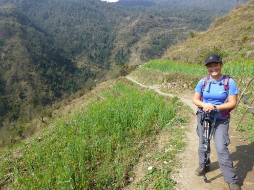 Emma on the trail to Chomrong.