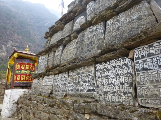 Prayer wheels and mani walls made the trek very different from the Annapurna Region.