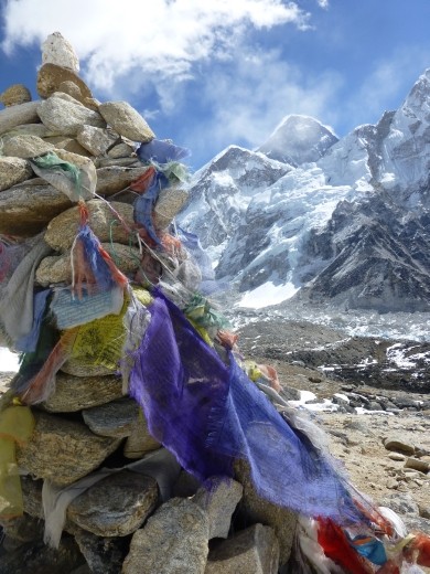 Prayer flags amd Mount Everest.