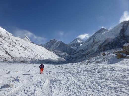 The next day was clear as we set off to EBC.