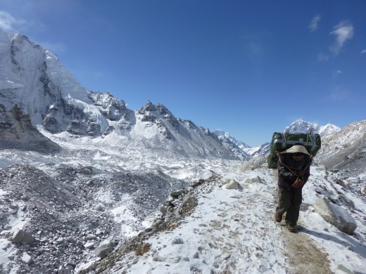 The porters carry an incredible load to EBC.
