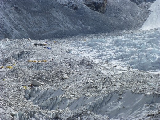 Looking down on base camp.