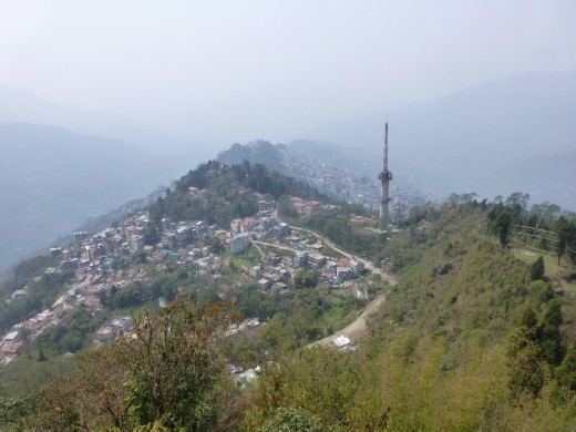 The view of Gangtok was somewhat spoilt by the haze.